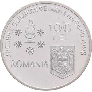 Rumunsko, republika, 1947 -, 100 Lei 1998 - ZOH Nagano - slalom, KM.142 (Ag925,