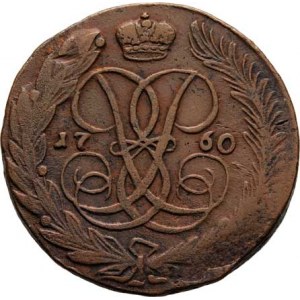 Rusko, Alžběta, 1741 - 1762, Cu 5 Kopějka 1760 bz, Uzd.2542 (VIII.A/a), Cr.9.2,