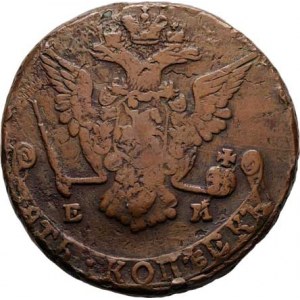 Rusko, Kateřina II. Veliká, 1762 - 1796, 5 Kopějka 1777 EM, Jekatěrinburg, Cr.59.3 (měď),