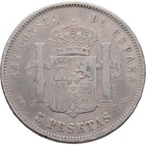 Španělsko, Alfonso XIII., 1886 - 1931, 5 Peseta 1889/1889 MP-M, Madrid, KM.689 (Ag900),