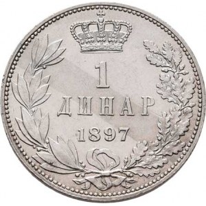 Srbsko, Alexander I., 1889 - 1902, Dinar 1897, KM.21 (Ag835), 4.998g, nep.hr.,