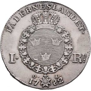 Švédsko, Gustav III., 1771 - 1792, Riksdaler 1782 OL, Dav.1736, KM.527 (Ag878), 29.251g,