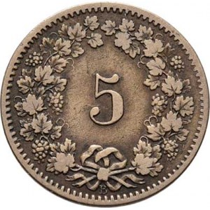 Švýcarsko, republika, 5 Rap 1874 B, KM.5 (bilon), 1.578g, pěkná patina,