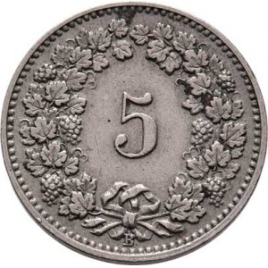 Švýcarsko, republika, 5 Rap 1897 B, KM.26 (CuNi), 1.997g, nep.hr.,