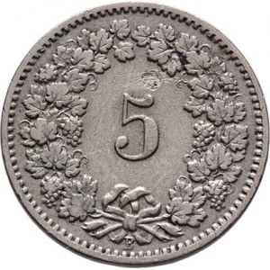 Švýcarsko, republika, 5 Rap 1902 B, KM.26 (CuNi), 1.953g, nep.vady mater.,