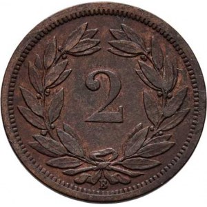 Švýcarsko, republika, 2 Rap 1888 B, KM.4 (bronz), 2.483g, nep.rysky, pěkná