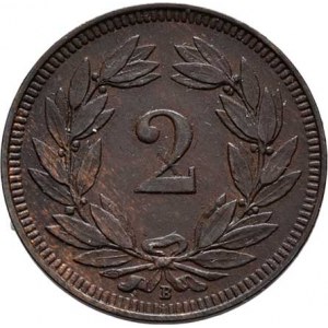 Švýcarsko, republika, 2 Rap 1919 B, KM.4 (bronz), 2.479g, nep.rysky,