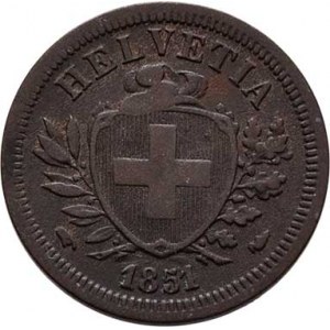 Švýcarsko, republika, Rap 1851 A, KM.3 (bronz), 1.421g, nep.hr., nep.rysky,