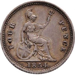 Velká Británie, Victoria, 1837 - 1901, 4 Pence 1854 - sedící Britania, Londýn, SCBC.3913,