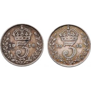 Velká Británie, George V., 1910 - 1936, 3 Pence 1918, 1919 Londýn, SCBC.4015, KM.813 (Ag925),