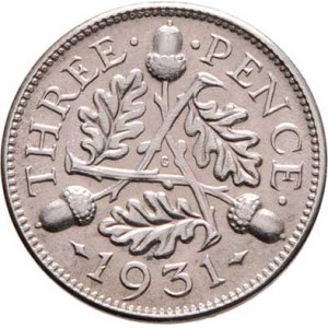 Velká Británie, George V., 1910 - 1936, 3 Pence 1931, Londýn, SCBC.4042, KM.831 (Ag500),