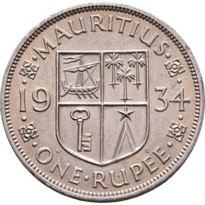 Mauricius, George V., 1910 - 1936, Rupie 1934, KM.17 (Ag917), 11.632g, dr.hr.,