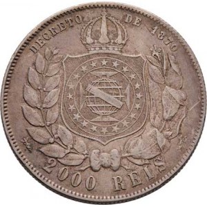 Brazilie, Pedro II., 1831 - 1889, 2000 Reis 1889, KM.485 (Ag900), 25.647g, hr., rysky,