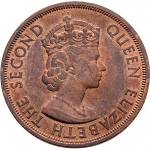 Britské karibské teritorium, Elizabeth II., 1952 -, 2 Cents 1965, KM.3 (bronz), 9.365g, patina, tém