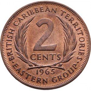 Britské karibské teritorium, Elizabeth II., 1952 -, 2 Cents 1965, KM.3 (bronz), 9.365g, patina, tém