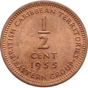 Britské karibské teritorium, Elizabeth II., 1952 -, 1/2 Cent 1955, KM.1 (bronz), 2.781g, nep.hr., p