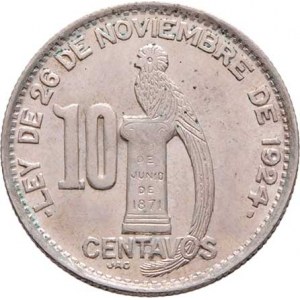 Guatemala, republika, 1840 -, 10 Centavos 1948, KM.239.1 (Ag720), 3.243g,