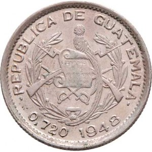 Guatemala, republika, 1840 -, 10 Centavos 1948, KM.239.1 (Ag720), 3.243g,