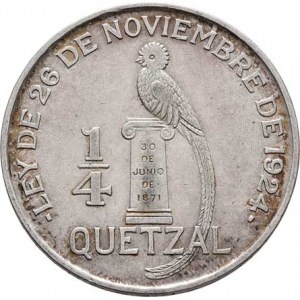 Guatemala, republika, 1840 -, 1/4 Quetzal 1929, KM.243.1 (Ag720), 8.321g, nep.hr.,