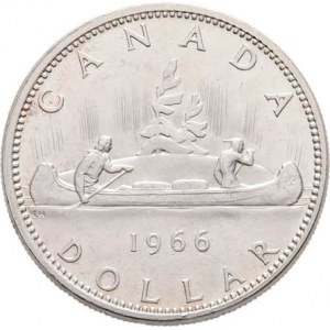 Kanada, Elizabeth II., 1952 -, Dolar 1966 - kanoe, KM.64.1 (Ag800), 23.135g,