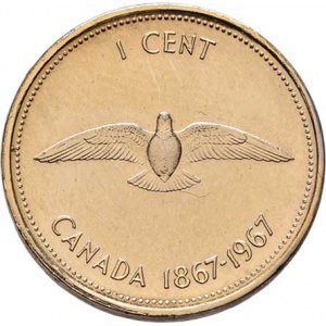 Kanada, Elizabeth II., 1952 -, 1 Cent 1967 - 100 let Kanady, KM.65 (zlacený bronz),