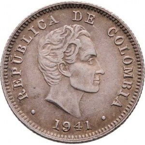 Kolumbie, republika, 1819 -, 10 Centavos 1941, Bogota, KM.196.1 (Ag900), 2.537g,