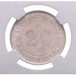 Čína - provincie Kuang-tung, 20 Cent, rok 10 (= 1921), Y.423, Ag900, 5.4g, mince