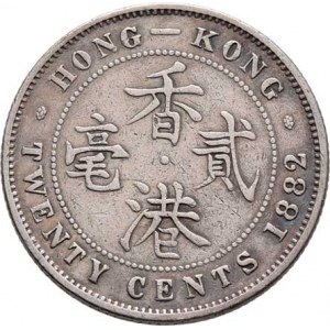 Hong Kong, Victoria, 1837 - 1901, 20 Cents 1882 H, Birmingham, KM.7 (Ag800), 5.413g,