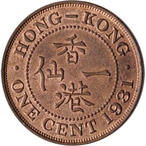 Hong Kong, George V., 1910 - 1936, Cent 1931, KM.17 (bronz), 4.031g, pěkná patina, téměř
