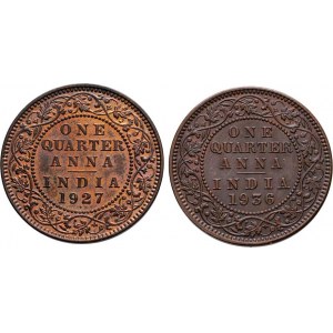 Indie, George V., 1910 - 1936, 1/4 Anna 1927, 1936, KM.512 (bronz), 4.826g, 4.882g,