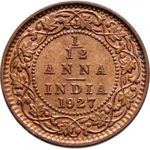 Indie, George V., 1910 - 1936, 1/12 Anna 1927, KM.509 (bronz), 1.621g