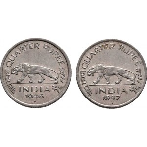 Indie, George VI., 1936 - 1952, 1/4 Rupie 1946, 1947, KM.548 (Ni), 2.960g, 2.858g,