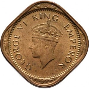 Indie, George VI., 1936 - 1952, 1/2 Anna 1944, KM.534b.2 (mosaz), 2.974g, skvrnka,