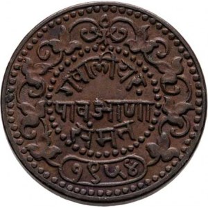 Indie - Gwalior, Madho Rao, 1886 - 1925, 1/4 Anna VS.1958 (= 1901), KM.169, bronz, 7.677g,