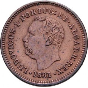 Portugalská Indie, Luiz I., 1861 - 1889, 1/8 Tanga 1886, KM.7 (Cu), 3.148g, dr.hr., dr.rysky,