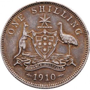 Austrálie, Edward VII., 1901 - 1910, Shilling 1910, Londýn, KM.20 (Ag925), 5.618g,