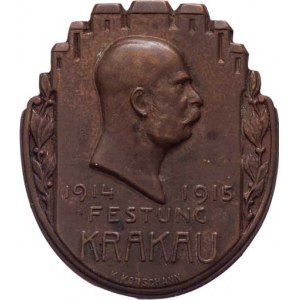 Rakousko-Uhersko, čepicové odznaky regionální, Krakov 1914/1915 - pevnost, Sign.K.Korschann, měděný