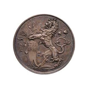 Praha - medaile Zemské jubilejní výstavy 1891, Braun - stříbrná medaile pro vystavovatele 1891,