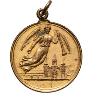Praha - medaile Zemské jubilejní výstavy 1891, Nesign. - upomínková medailka 1891 - anděl nad