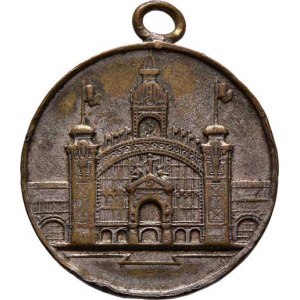 Praha - medaile Zemské jubilejní výstavy 1891, Nesign. - Průmyslový palác / 9-řádk.česko-německý