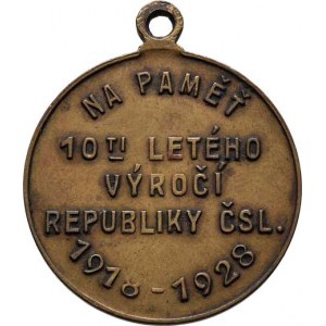 Československo - medaile s portrétem T.G.Masaryka, Plastika Praha - medaile na 10 let republiky 192