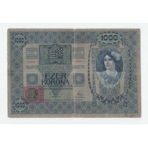 Československo - kolkované prozatímní státovky, 1000 Koruna 1902 - kolkovaná, sér. 1071, BHK.6, He.