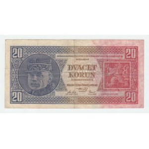 Československo - bankovky Národ. banky Československé, 20 Koruna 1926, série Bf, BHK.21b2, He.21c2