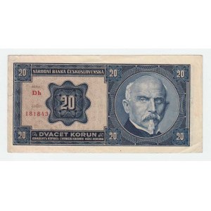 Československo - bankovky Národ. banky Československé, 20 Koruna 1926, série Dh, BHK.21b2, He.21c2,