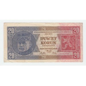 Československo - bankovky Národ. banky Československé, 20 Koruna 1926, série Dh, BHK.21b2, He.21c2,