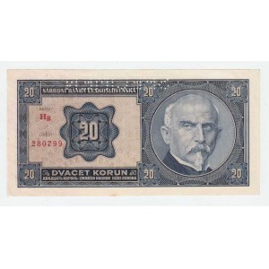 Československo - bankovky Národ. banky Československé, 20 Koruna 1926, série Hg, BHK.21b2, He.21c2.