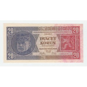 Československo - bankovky Národ. banky Československé, 20 Koruna 1926, série Tf, BHK.21b2, He.21c2.