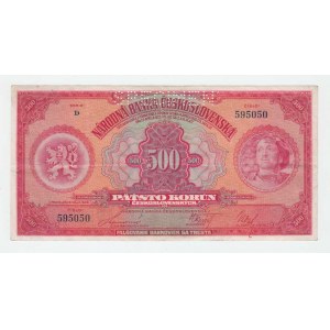Československo - bankovky Národ. banky Československé, 500 Koruna 1929, série D, BHK.23c, He.23c.s1