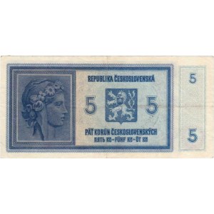 Protektorát Čechy a Morava, 1939 - 1945, 5 Koruna b.l. - ruční přetisk, série A001, BHK.29a,
