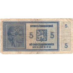Protektorát Čechy a Morava, 1939 - 1945, 5 Koruna b.l. - ruční přetisk, série A028, BHK.29a,